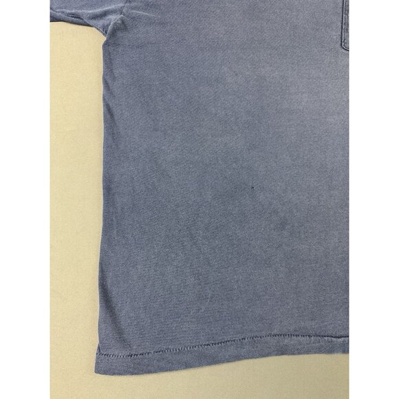 Rare Vintage 90s Blank Navy Blue Pocket Shirt Single Stitch Fruit Of The Loom - Picture 5 of 10